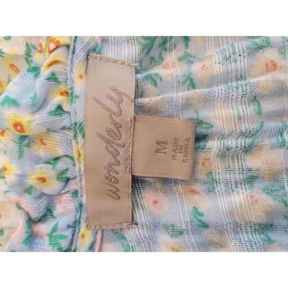 Wonderly medium blue & yellow floral tiered sleeveless blouse - Picture 3 of 4